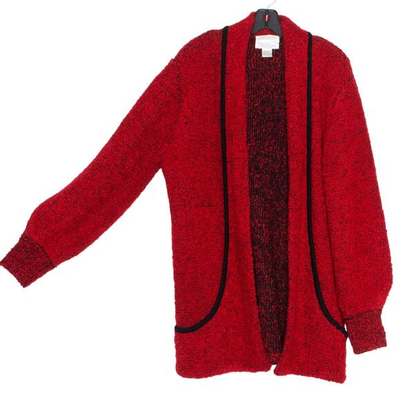 SIDEFFECTS Womens Cardigan Sweater Vintage Open Front Pockets Red Size Large - Picture 5 of 5
